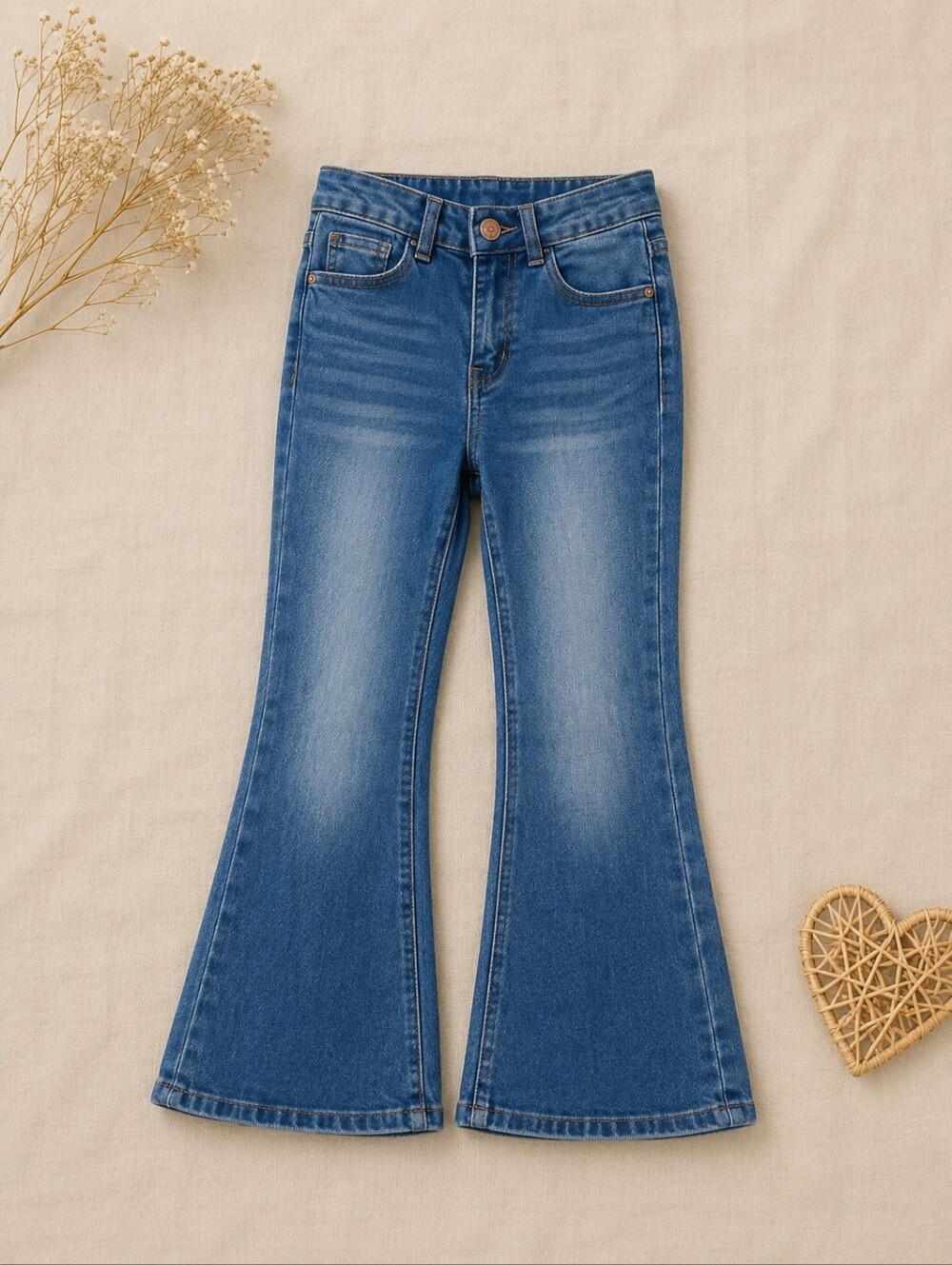 ROMWE Girls' Blue Flared Jeans